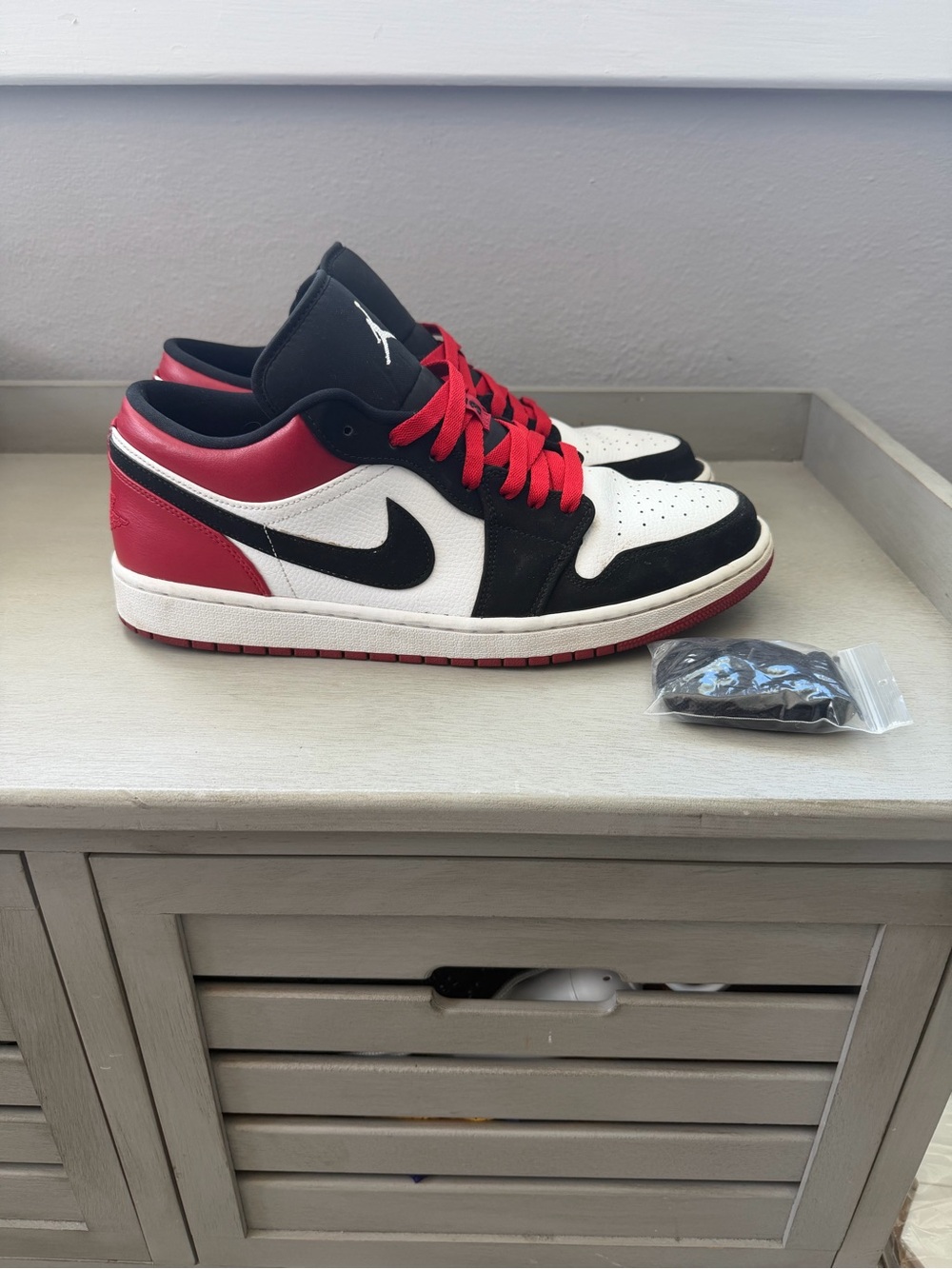 Jordan Low-Top Sneakers - White/Black/Red - Men’s Size 13